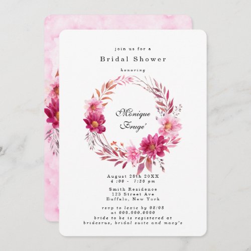 Hot Pink Chrysanthemum Bridal Shower Invitation