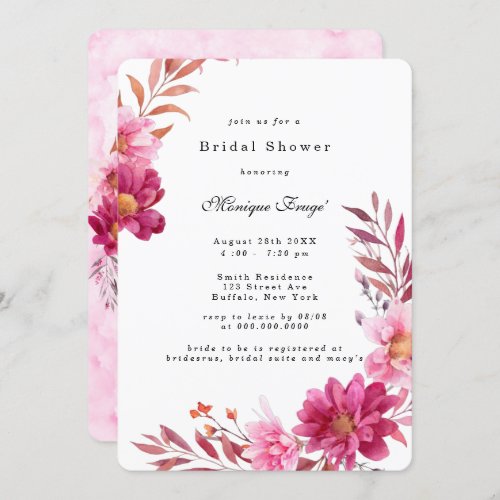 Hot Pink Chrysanthemum Bridal Shower Invitation