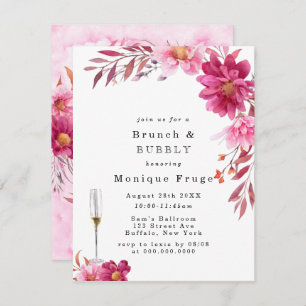 Hot Pink Chrysanthemum Brunch & Bubbly Invitations