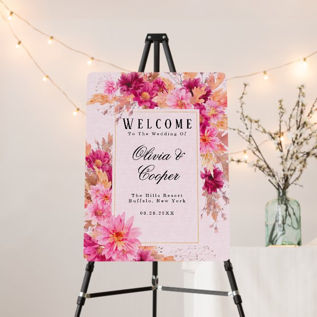 Hot Pink Chrysanthemum Wedding Foam Board (In Situ (Stand))