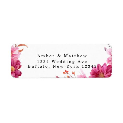 Hot Pink Chrysanthemum Wedding Return Address Label