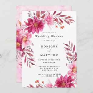 Hot Pink Chrysanthemum Wedding Shower Invitations