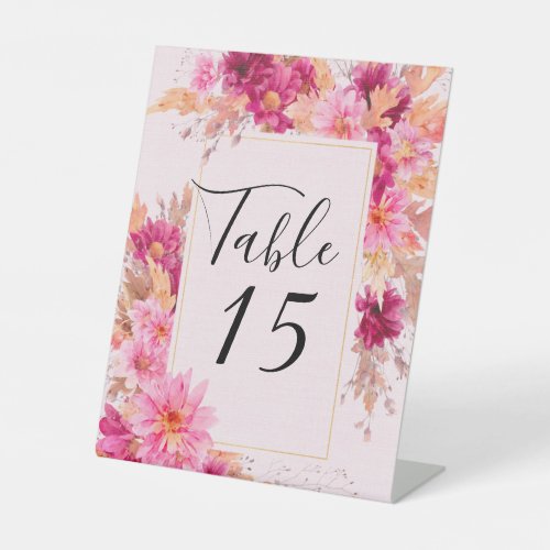 Hot Pink Chrysanthemum Wedding Table Number Pedest Pedestal Sign