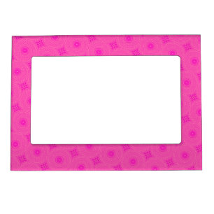 Hot pink circles pattern magnetic photo frame