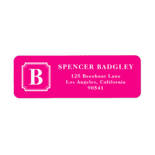 Hot Pink Classic Monogram Logo Personalized Label