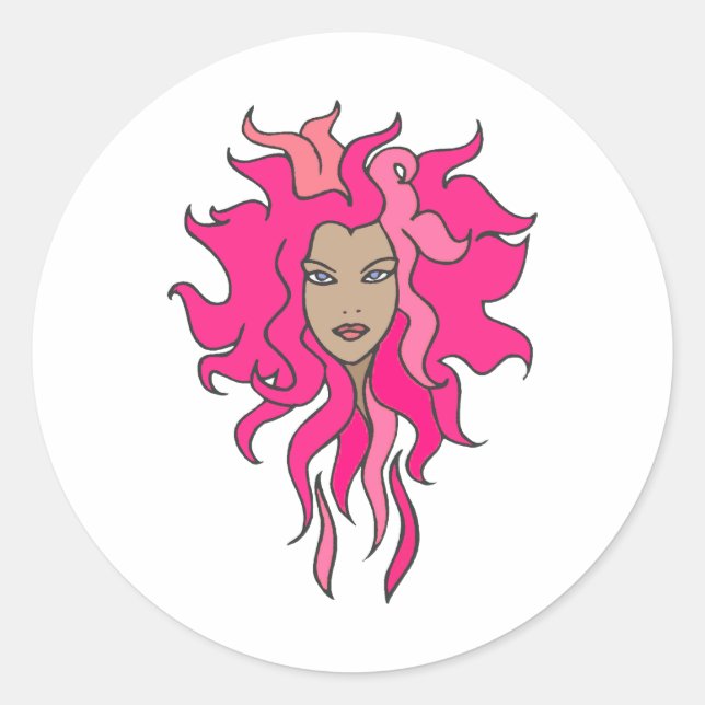 Hot Pink Classic Round Sticker (Front)