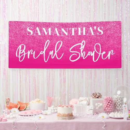 Hot Pink Color Block Glitter Bridal Shower Banner