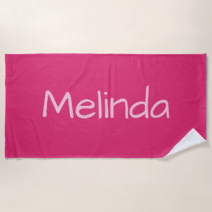 Hot Pink Color Custom Name beach towel