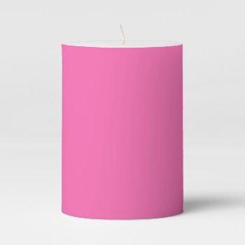 Hot Pink Color Simple Monochrome Plain Hot Pink Pillar Candle by Kullaz at Zazzle