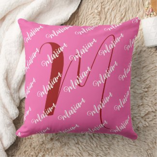 Hot Pink Color with Modern Name & Monogrammed 