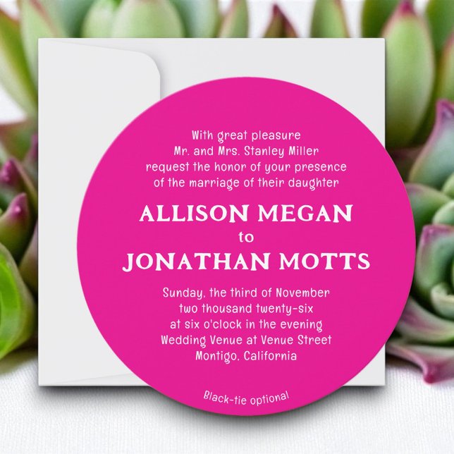 Hot Pink Colorful Contemporary Wedding Invitation (Creator Uploaded)