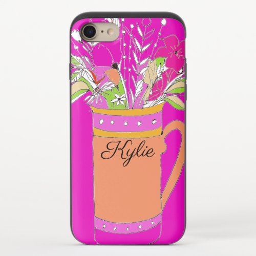 Hot Pink Colorful Flowers In A Mug  Design iPhone 87 Slider Case