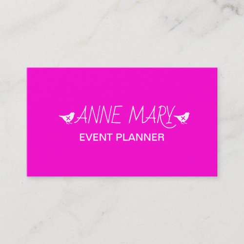 Hot Pink Colorful Trendy Calligraphy Event Planner Business Card