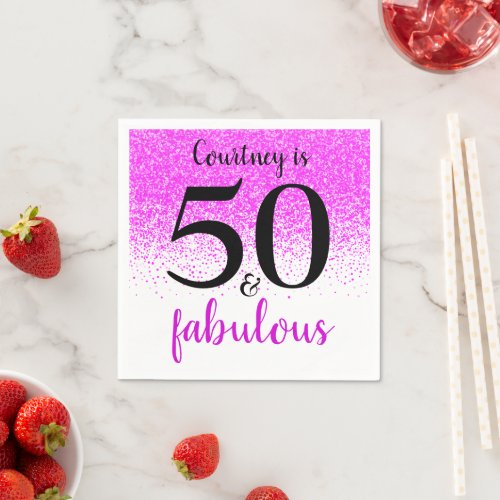 Hot Pink Confetti 50 and Fabulous Custom Script Napkins