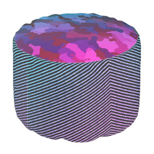 Hot pink cool blue glitter camo pouf