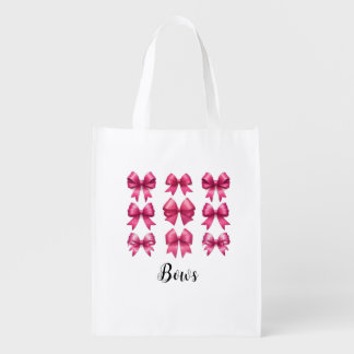 Hot Pink Coquette Bows Grocery Bag