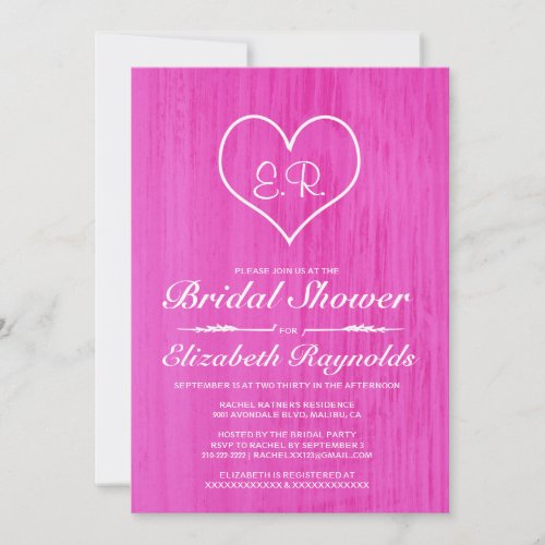 Hot Pink Country Bridal Shower Invitations