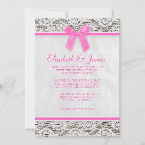 Hot Pink Country Lace Wedding Invitations