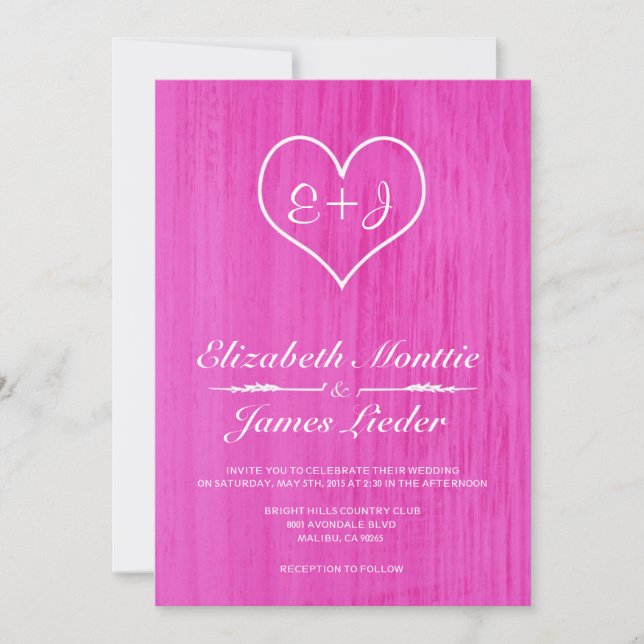 Hot Pink Country Wedding Invitations (Front)