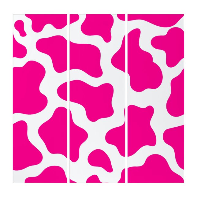 hot pink cow print cute  triptych (Front)