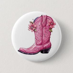Hot Pink Cowgirl Boot Howdy Button