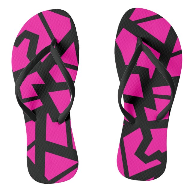 Hot pink “cracked” design flip flops (Footbed)