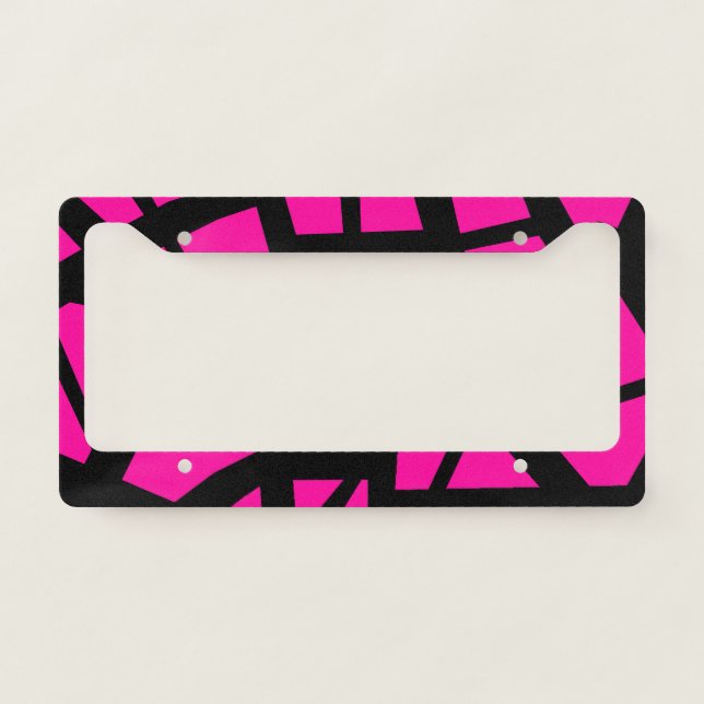 Hot pink “cracked” design license plate frame (Front)