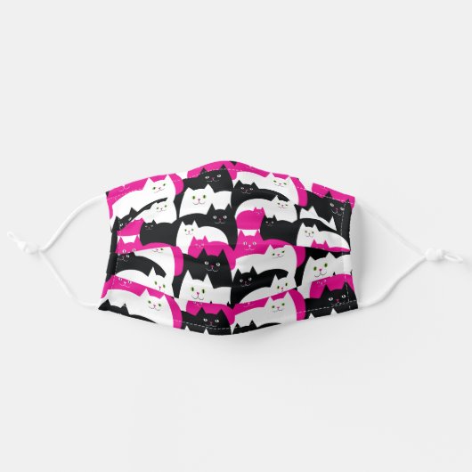 Hot Pink Crazy Cat Lady Funny Cat Lover Adult Cloth Face Mask (Front, Unfolded)