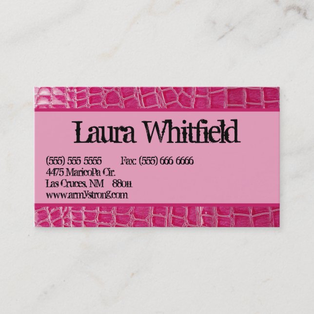 Hot Pink Croc Crocodile Skin Faux Business Card (Front)
