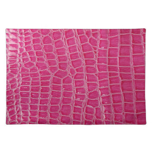 Hot Pink Croc Crocodile Skin Faux Leather Placemat