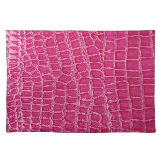 Hot Pink Croc Crocodile Skin Faux Leather Placemat