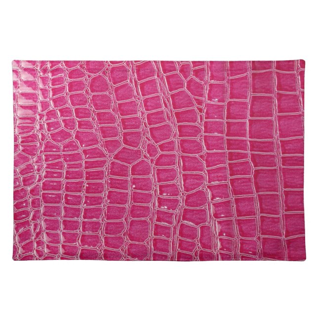 Hot Pink Croc Crocodile Skin Faux Leather Placemat (Front)