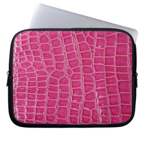 Hot Pink Croc Faux Laptop Sleeve Protective Case
