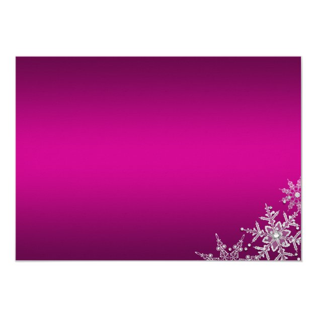 Hot Pink Crystal Snowflake Christmas Dinner Party Invitation