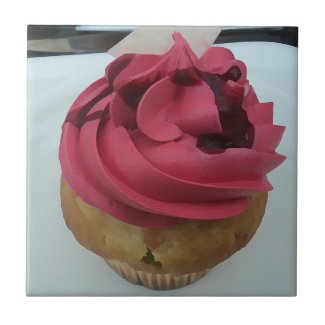 Hot Pink Cupcake - painting Ceramic Tile