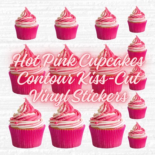 Hot Pink Cupcakes Contour Kiss_Cut Vinyl Stickers