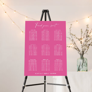 Hot Pink Custom Bridal Shower 9 Seating Chart Foam Board