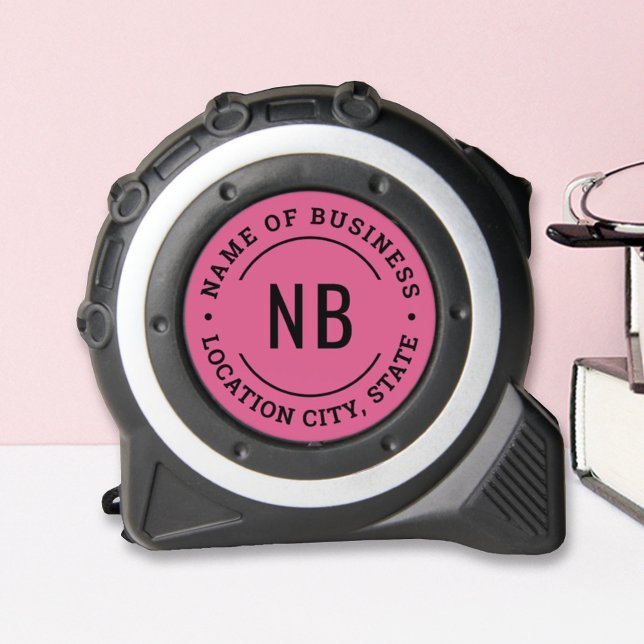 Hot Pink Custom Business Monogram Stamp Tape Measure (Creator Uploaded)
