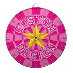 Hot Pink Custom Design Text With Yellow Star Dart Board