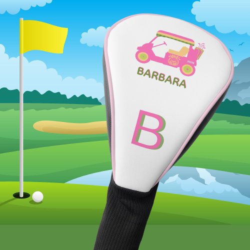 Hot Pink Custom Golf Cart Monogram Name     Golf Head Cover