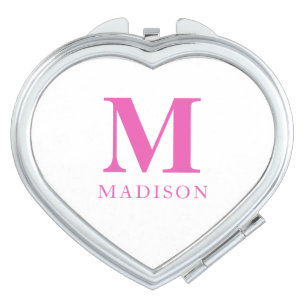 Hot Pink Custom Monogram Name Compact Mirror