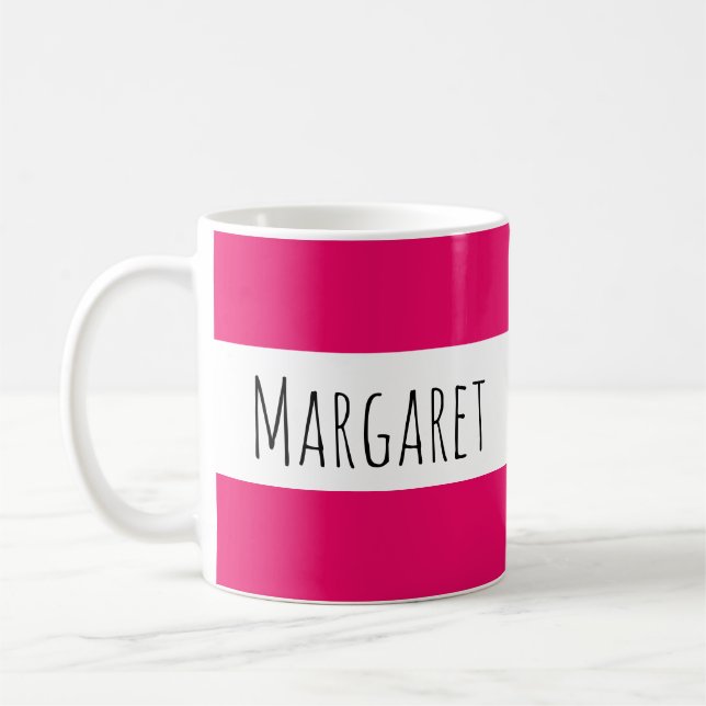 Hot Pink Custom Name Personalized  Coffee Mug (Left)