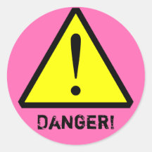 Hot Pink Customizable Warning Symbol Sticker