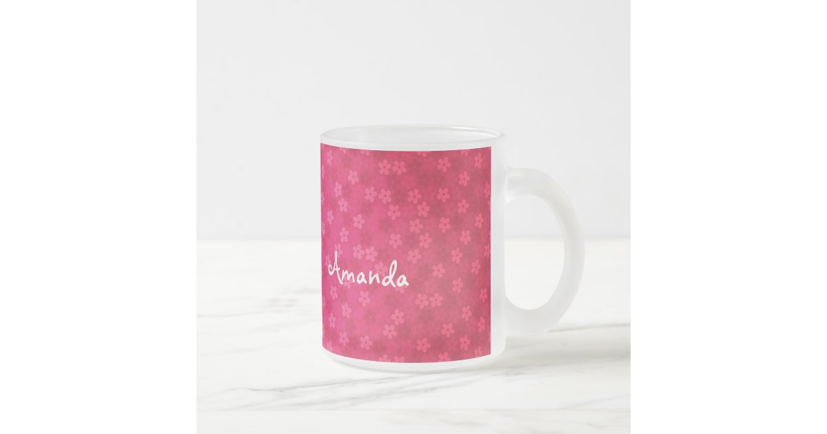 Hot Pink Cute Owl Girly Personalized Frosted Glass Coffee ...