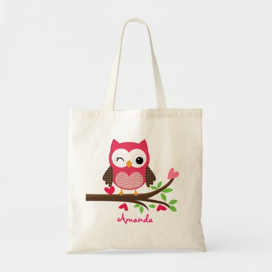 Hot Pink Cute Owl Girly Tote Bag | Zazzle.com