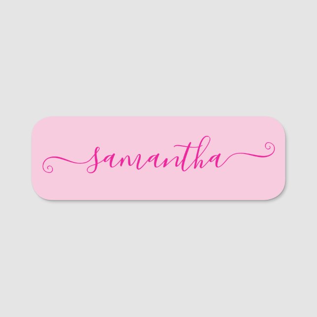 Hot Pink Cute Signature Name Tag (Front)