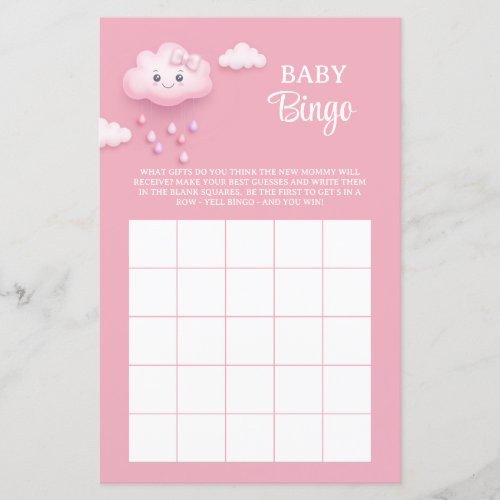 Hot pink cute white fluffy cloud nine Bingo Game