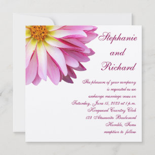 Hot Pink Dahlia Floral Square Wedding Invitation