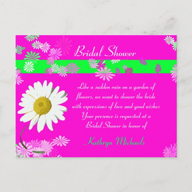 Hot Pink Daisy Bridal Shower Postcard (Front)