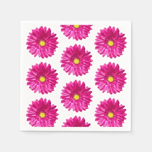 Hot Pink Daisy Floral Paper Napkins